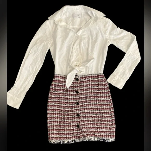 Bailey 44 White Button Up And Tweed Pencil Dress Size Small - Picture 2 of 3